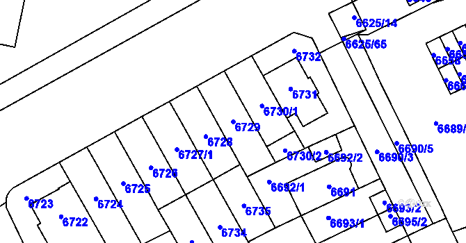Parcela st. 6729 v KÚ Židenice, Katastrální mapa