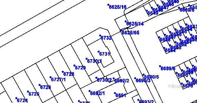 Parcela st. 6731 v KÚ Židenice, Katastrální mapa