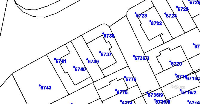 Parcela st. 6737 v KÚ Židenice, Katastrální mapa