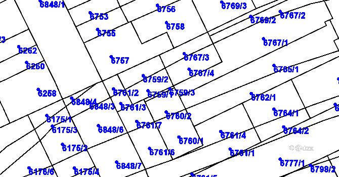 Parcela st. 6759/3 v KÚ Židenice, Katastrální mapa