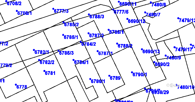 Parcela st. 6787/1 v KÚ Židenice, Katastrální mapa