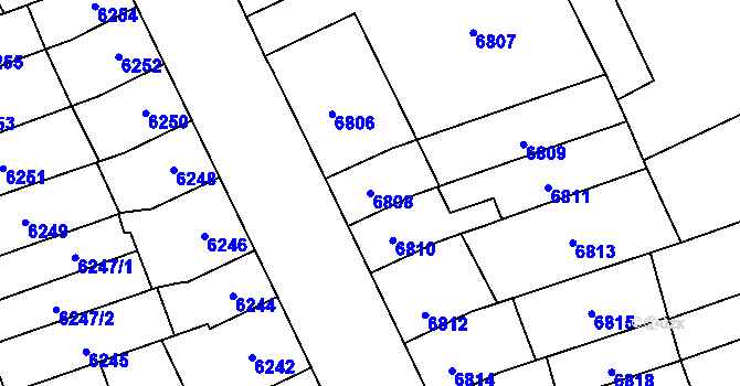 Parcela st. 6808 v KÚ Židenice, Katastrální mapa