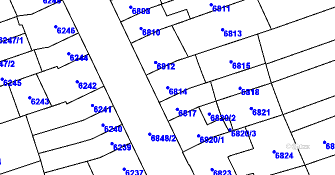 Parcela st. 6814 v KÚ Židenice, Katastrální mapa