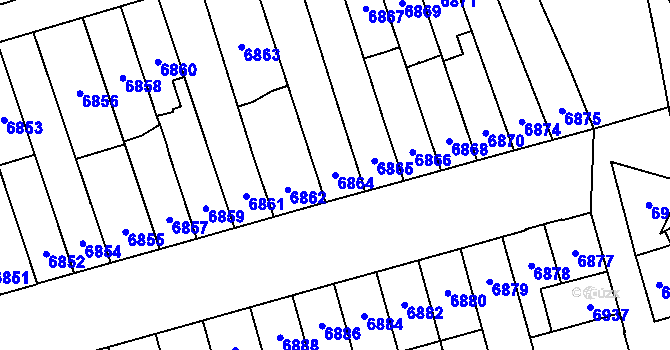 Parcela st. 6864 v KÚ Židenice, Katastrální mapa