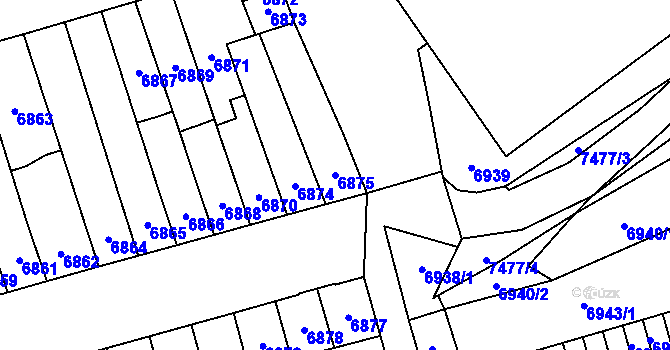 Parcela st. 6875 v KÚ Židenice, Katastrální mapa
