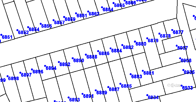 Parcela st. 6886 v KÚ Židenice, Katastrální mapa
