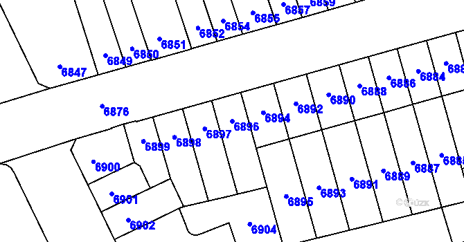 Parcela st. 6896 v KÚ Židenice, Katastrální mapa