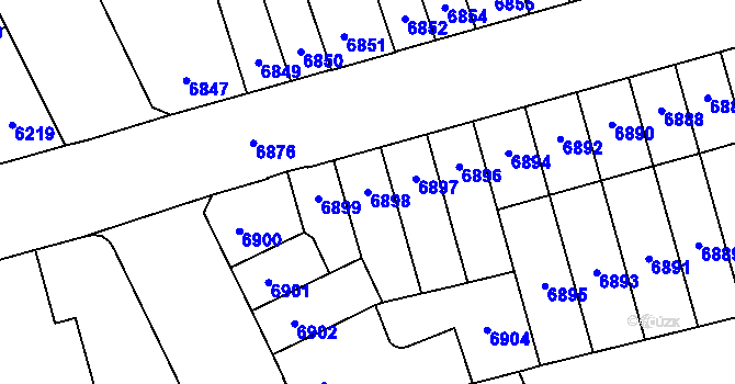 Parcela st. 6898 v KÚ Židenice, Katastrální mapa