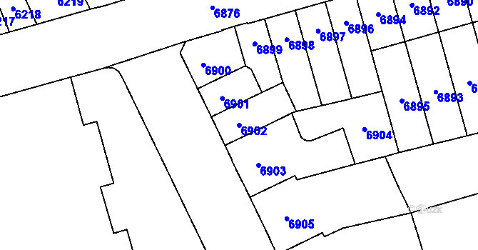 Parcela st. 6902 v KÚ Židenice, Katastrální mapa
