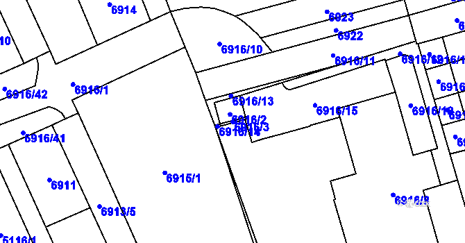 Parcela st. 6916/3 v KÚ Židenice, Katastrální mapa