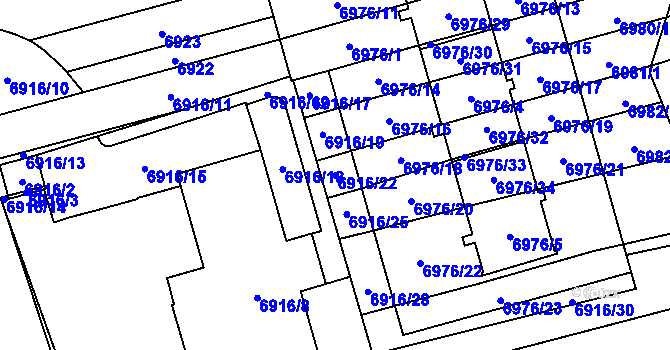 Parcela st. 6916/22 v KÚ Židenice, Katastrální mapa