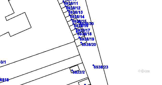Parcela st. 6938/20 v KÚ Židenice, Katastrální mapa
