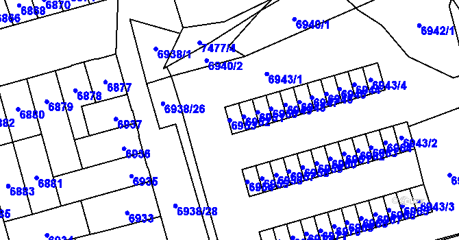 Parcela st. 6953 v KÚ Židenice, Katastrální mapa