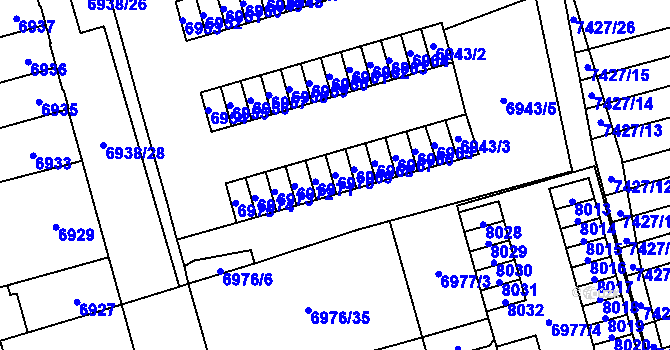 Parcela st. 6970 v KÚ Židenice, Katastrální mapa
