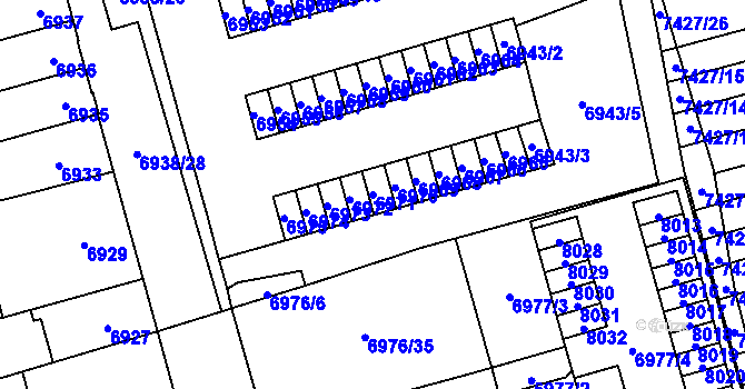 Parcela st. 6971 v KÚ Židenice, Katastrální mapa