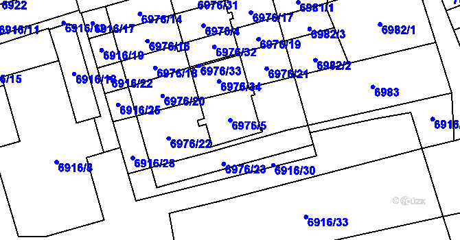 Parcela st. 6976/5 v KÚ Židenice, Katastrální mapa