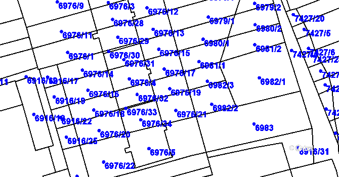 Parcela st. 6976/19 v KÚ Židenice, Katastrální mapa