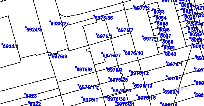 Parcela st. 6976/27 v KÚ Židenice, Katastrální mapa
