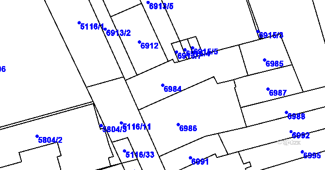 Parcela st. 6984 v KÚ Židenice, Katastrální mapa