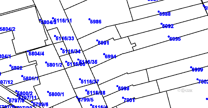 Parcela st. 6994 v KÚ Židenice, Katastrální mapa