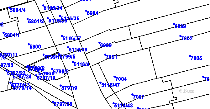 Parcela st. 7001 v KÚ Židenice, Katastrální mapa