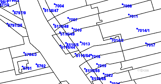 Parcela st. 7013 v KÚ Židenice, Katastrální mapa