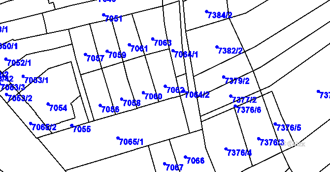 Parcela st. 7062 v KÚ Židenice, Katastrální mapa