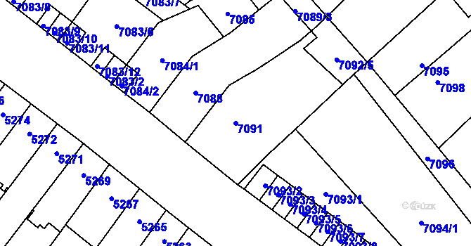 Parcela st. 7091 v KÚ Židenice, Katastrální mapa