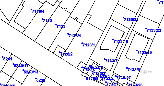 Parcela st. 7128/1 v KÚ Židenice, Katastrální mapa