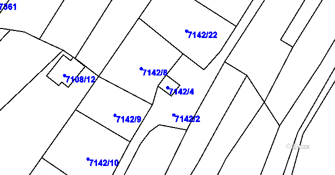 Parcela st. 7142/4 v KÚ Židenice, Katastrální mapa