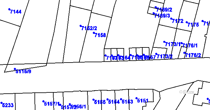 Parcela st. 7162 v KÚ Židenice, Katastrální mapa