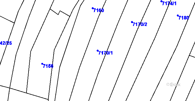 Parcela st. 7170/1 v KÚ Židenice, Katastrální mapa