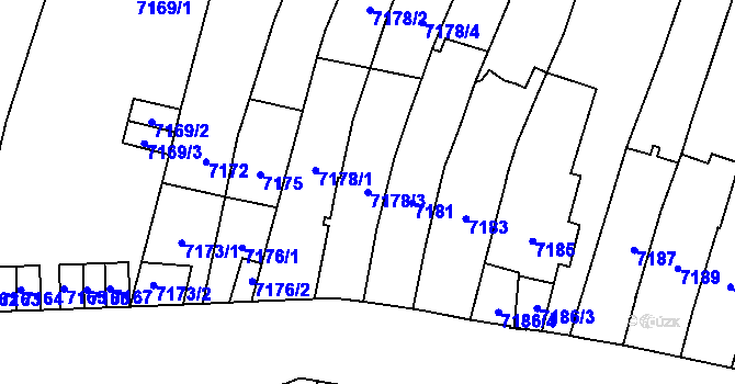 Parcela st. 7178/3 v KÚ Židenice, Katastrální mapa