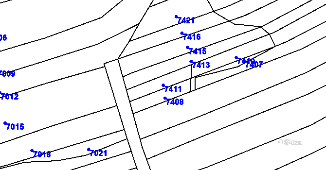 Parcela st. 7411 v KÚ Židenice, Katastrální mapa