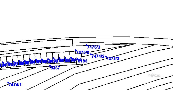 Parcela st. 7476/3 v KÚ Židenice, Katastrální mapa