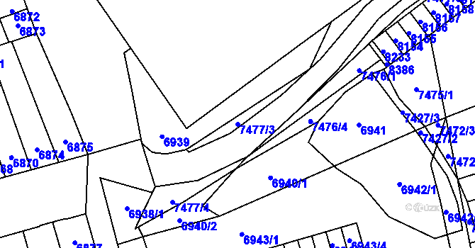 Parcela st. 7477/3 v KÚ Židenice, Katastrální mapa