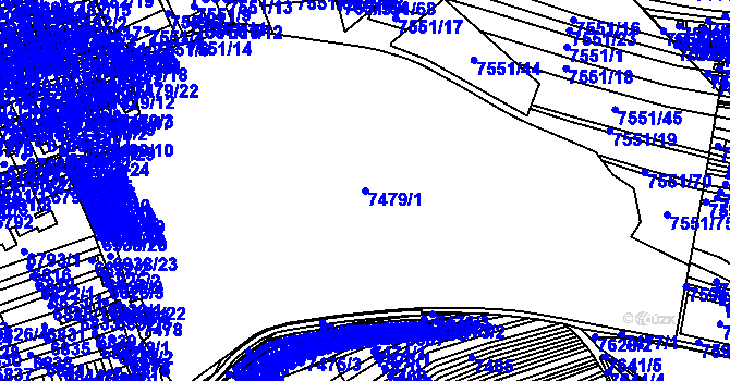 Parcela st. 7479/1 v KÚ Židenice, Katastrální mapa