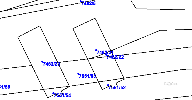 Parcela st. 7482/21 v KÚ Židenice, Katastrální mapa