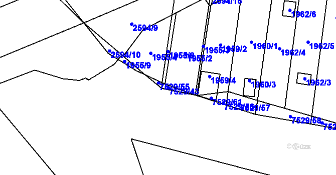 Parcela st. 7529/43 v KÚ Židenice, Katastrální mapa