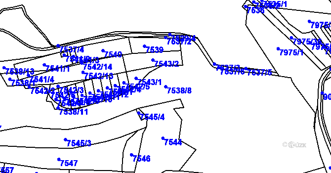 Parcela st. 7538/8 v KÚ Židenice, Katastrální mapa