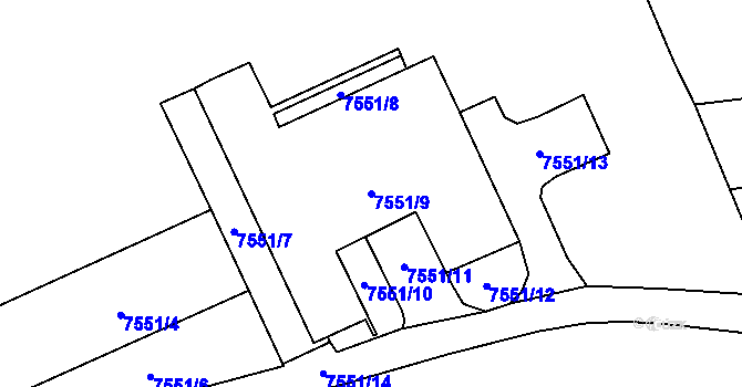 Parcela st. 7551/9 v KÚ Židenice, Katastrální mapa