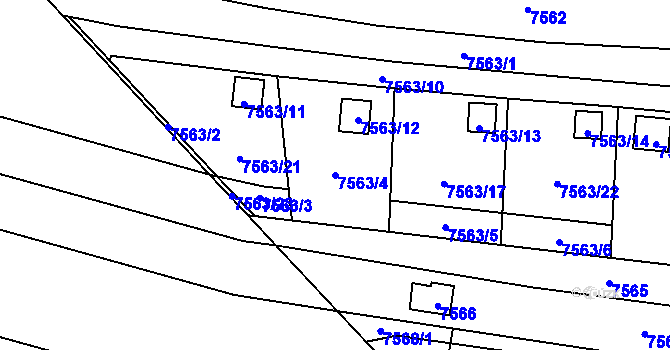 Parcela st. 7563/4 v KÚ Židenice, Katastrální mapa