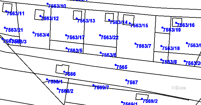 Parcela st. 7563/6 v KÚ Židenice, Katastrální mapa