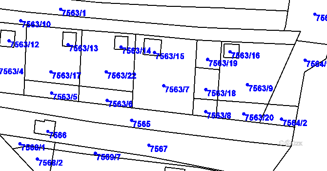 Parcela st. 7563/7 v KÚ Židenice, Katastrální mapa