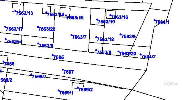 Parcela st. 7563/8 v KÚ Židenice, Katastrální mapa