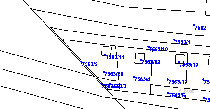 Parcela st. 7563/11 v KÚ Židenice, Katastrální mapa