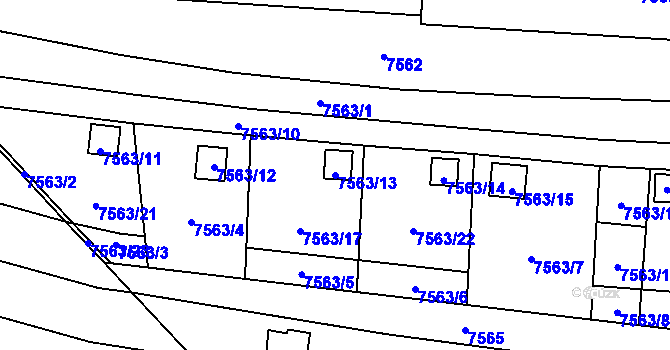 Parcela st. 7563/13 v KÚ Židenice, Katastrální mapa