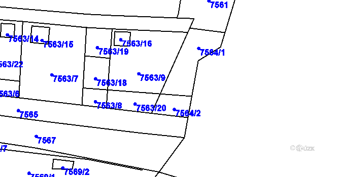 Parcela st. 7564 v KÚ Židenice, Katastrální mapa