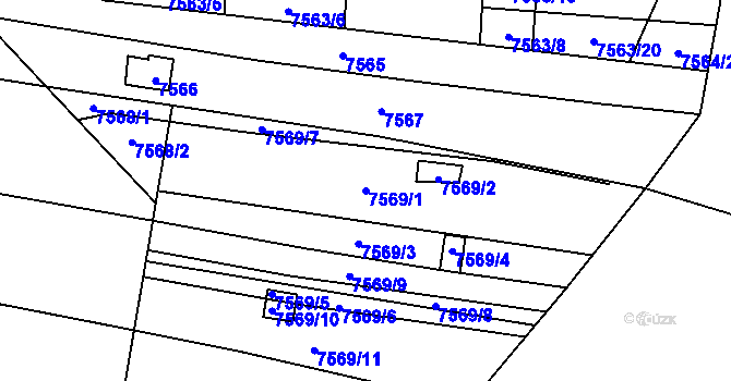 Parcela st. 7569/1 v KÚ Židenice, Katastrální mapa