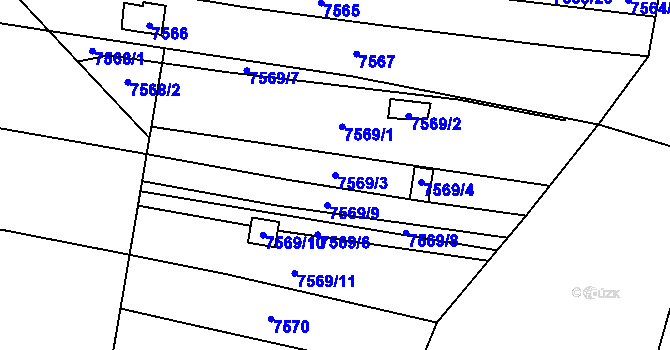 Parcela st. 7569/3 v KÚ Židenice, Katastrální mapa
